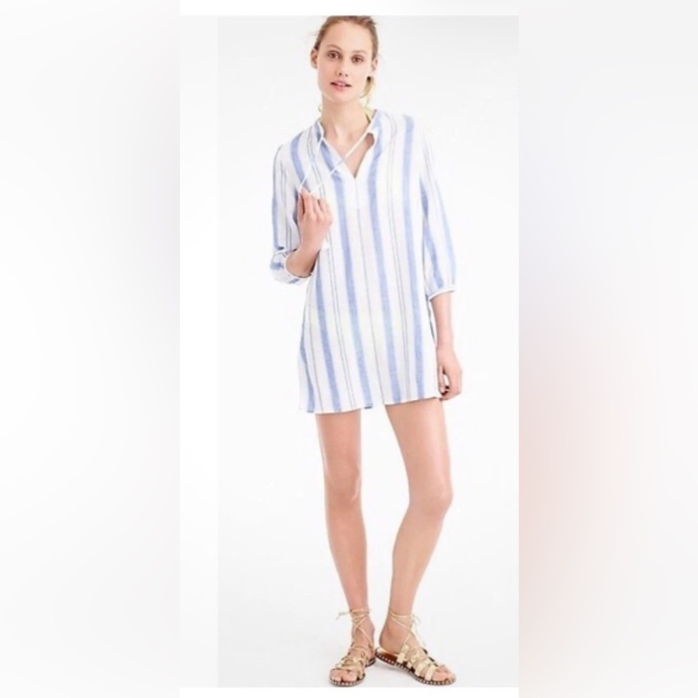 J Crew Striped Tunic Beach Coverup Blue & White Medium